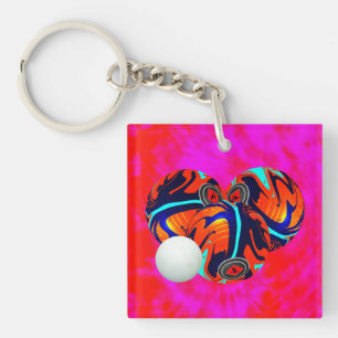 Llavero Bolas De Césped Rojo Y Azul, Keychain