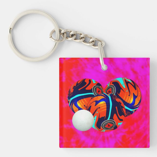Llavero Bolas De Césped Rojo Y Azul, Keychain (Frente)