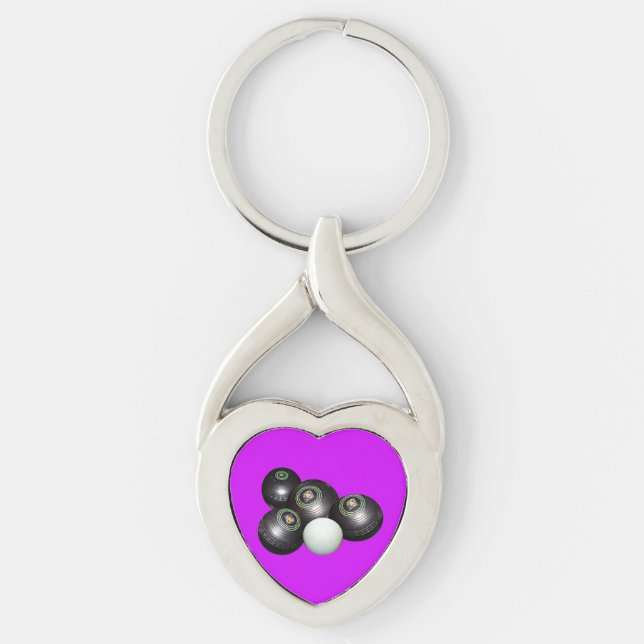 Llavero Bolas De Césped Y Gatitos En Púrpura, (Anverso)