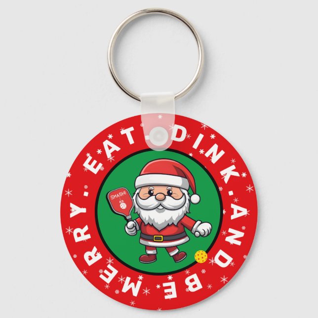 Llavero Bolas de papel Santa personalizado, rojo (Anverso)