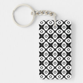 Llavero Bold Black and White Symmetrical Arabesque Pattern