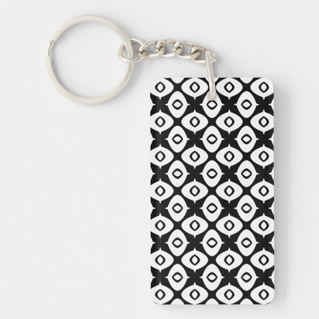 Llavero Bold Black and White Symmetrical Arabesque Pattern (Frente)
