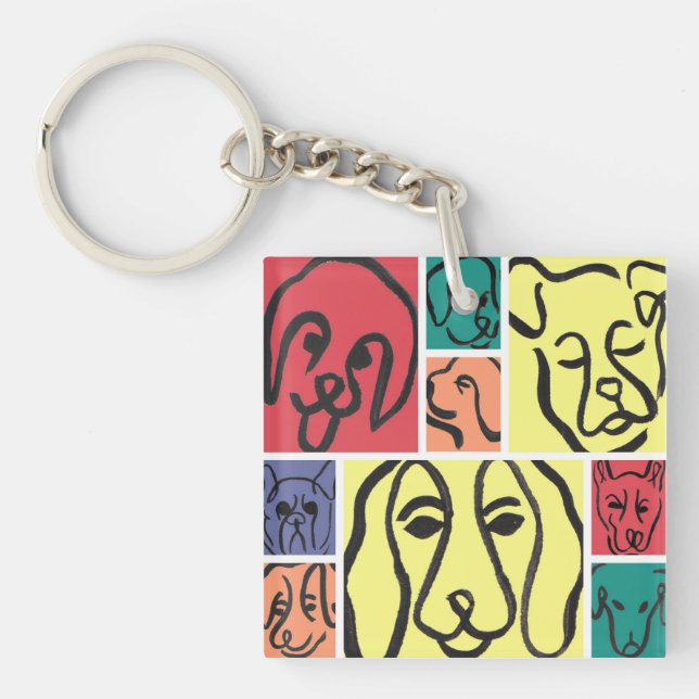 Llavero Bold Color Dog Faces (Frente)