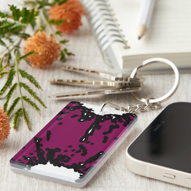 Llavero Bold Expression – Wine & Black Abstract Keychain (Frente Derecha)