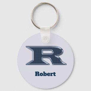 Llavero Bold Navy Blue Letter R Initial Monogram