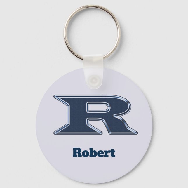 Llavero Bold Navy Blue Letter R Initial Monogram (Anverso)