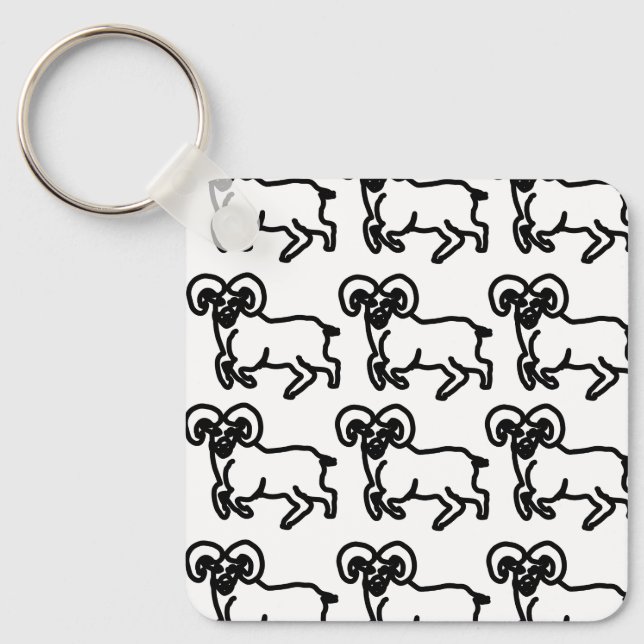Llavero Bold Ram Zodiac Keychain – Minimal Aries Animal  (Anverso)