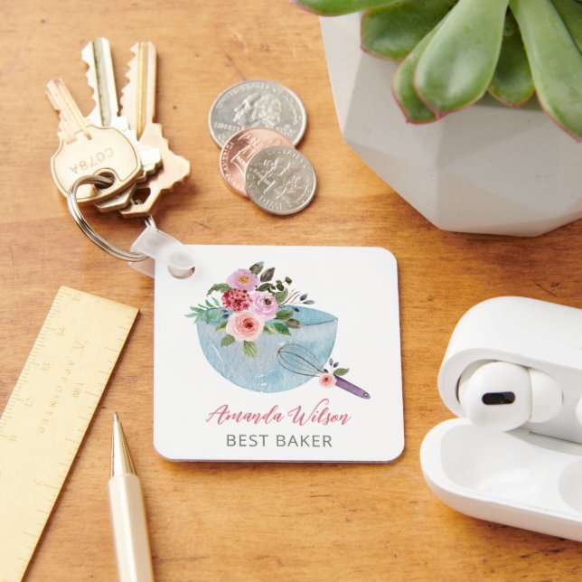 Llavero Bolera Floral personalizada y Whisker Bakers (Escritorio )