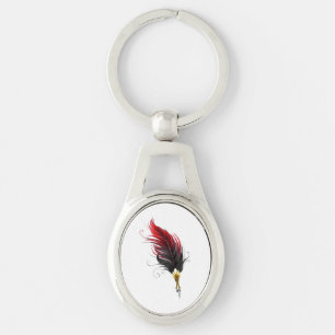 Llavero Bolígrafo pluma de pluma roja con plumilla dorada