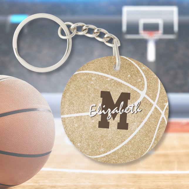 Llavero bolsa de baloncesto monogramada de oro deportivo d (Subido por el creador)