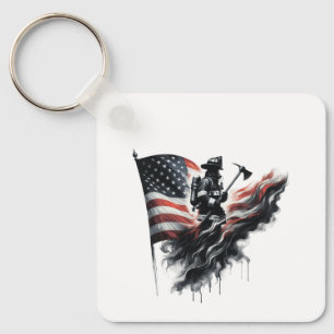 Llavero Bombero americano. Bandera de los Estados Unidos.