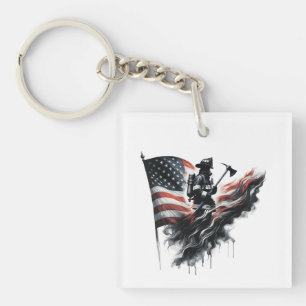 Llavero Bombero americano. Bandera de los Estados Unidos.