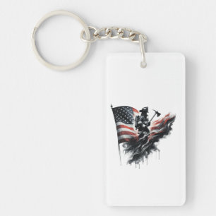Llavero Bombero americano. Bandera de los Estados Unidos.