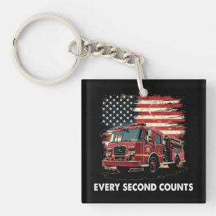 Llavero Bombero de bandera estadounidense delgada línea ro