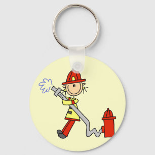 Llavero Bombero de figura de palo con manguera