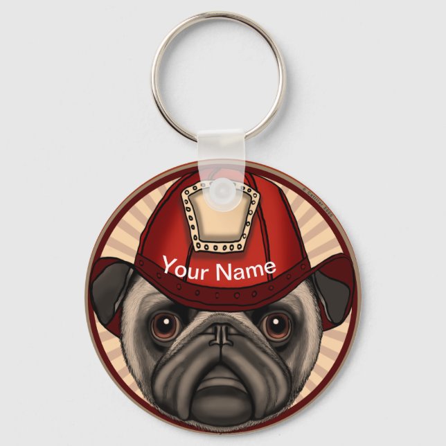 Llavero Bombero Pug (Anverso)