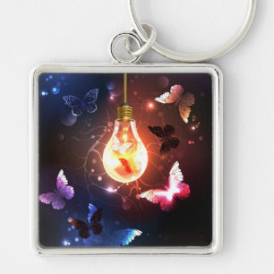 Llavero Bombilla brillante con mariposas nocturnas