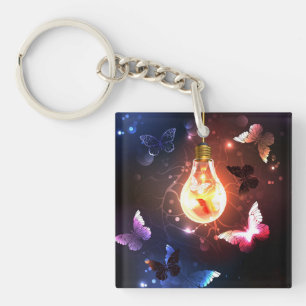 Llavero Bombilla brillante con mariposas nocturnas