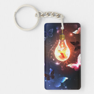 Llavero Bombilla brillante con mariposas nocturnas