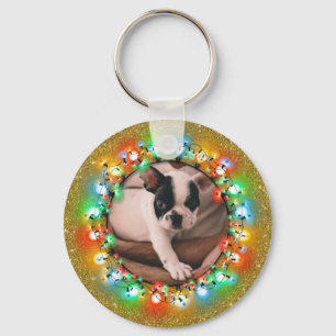 Llavero Bombillas de Navidad Golden Sparkle con Foto