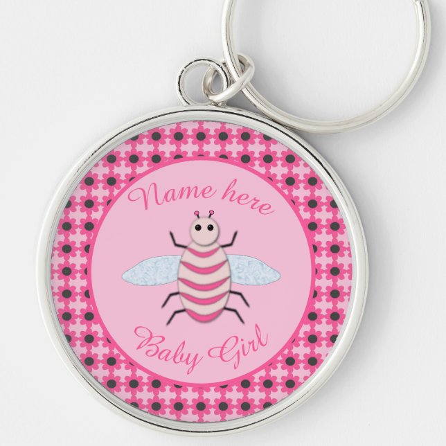 Llavero Bonito Bebé Rosa Bee Personalizado (Frente)