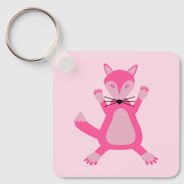 Llavero Bonito Bebé Rosa Fox Personalizado Baby Shower (Anverso)