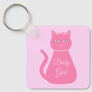 Llavero Bonito Bebé Rosa Personalizado Gato Baby Shower Fa