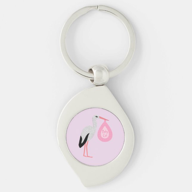 Llavero Bonito Bebé Rosa Stork (Anverso)