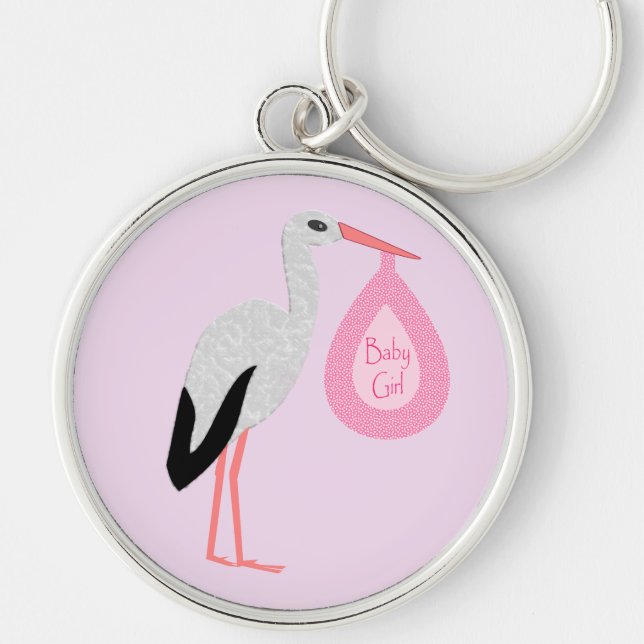 Llavero Bonito Bebé Rosa Stork (Frente)