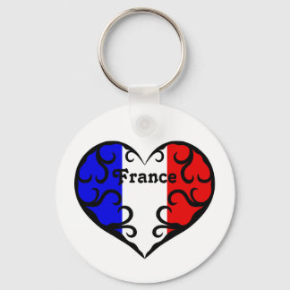 Llavero Bonito corazón francés sobre blanco