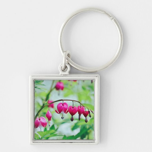 Llavero Bonito de flor de corazón sangrante rosa Elegante (Frente)