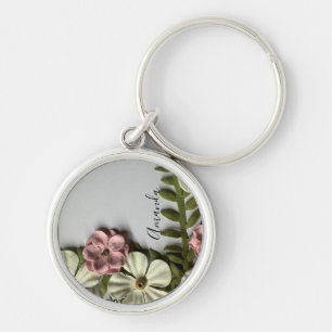 Llavero Bonito delicado de flores y nombre