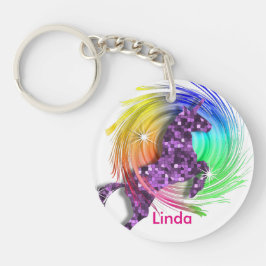 Llavero Bonito Fantasy Rainbow Unicorn Personalizado