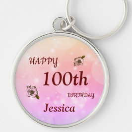 Llavero Bonito Feliz 100 aniversario personalizado