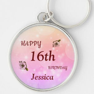 Llavero Bonito Feliz 16º cumpleaños personalizado