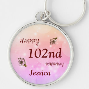 Llavero Bonito Feliz cumpleaños número 102 personalizado