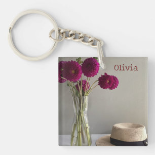 Llavero Bonito Foto original de Dahlia +Nombre personaliza