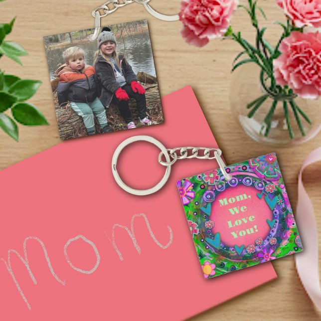 Llavero Bonito fotográfico de texto personalizado Floral r (Subido por el creador)
