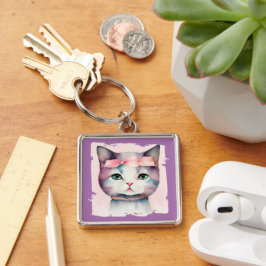 Llavero Bonito Kitty Con Tecla De Bow Rosado