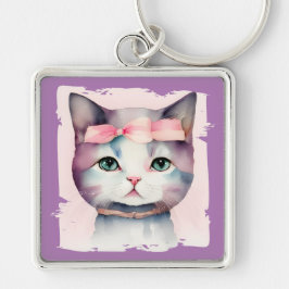 Llavero Bonito Kitty Con Tecla De Bow Rosado