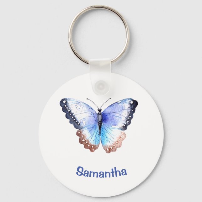 Llavero Bonito Mariposa acuarela con nombre (Anverso)