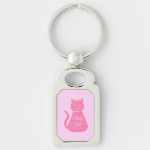 Llavero Bonito Niña Rosa Personalizado Gato