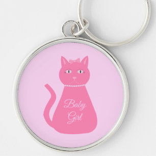 Llavero Bonito Niña Rosa Personalizado Gato
