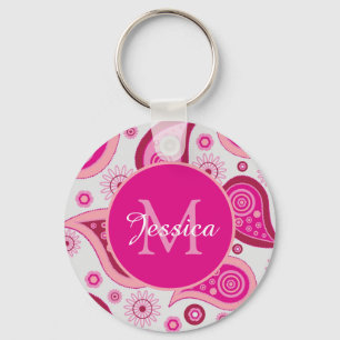 Llavero Bonito Paisley Rosa Personalizado