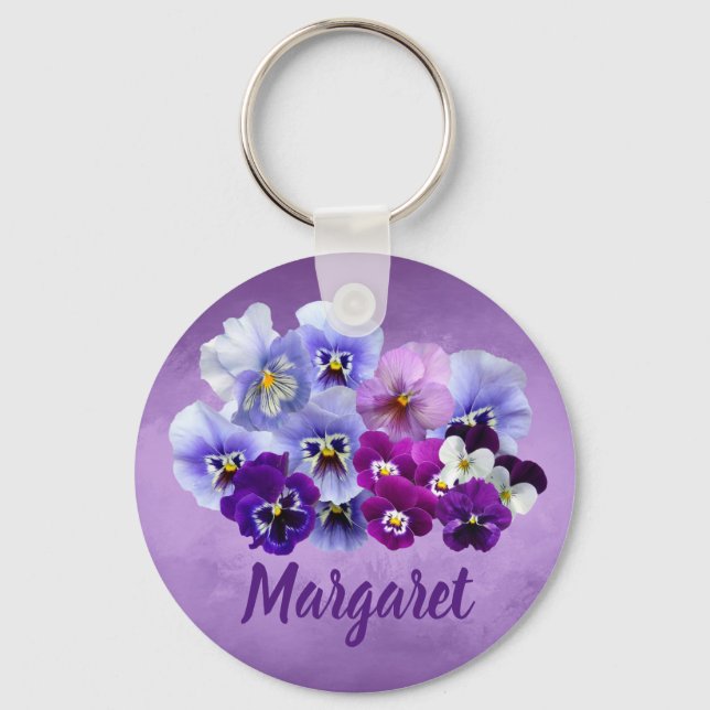 Llavero Bonito Pansies Personalized Key Chain Gift (Anverso)