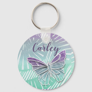 Llavero Bonito Pastel Watercolor Mariposa Personalizada