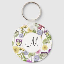 Llavero Bonito Patrón de flores silvestres Botánico
