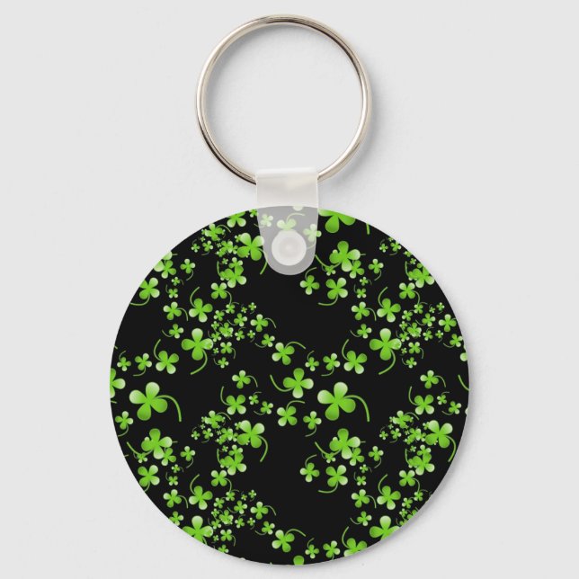 Llavero Bonito Patrón de Shamrock, verde sobre accesorio n (Anverso)