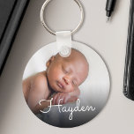 Llavero Bonito personalizado Nombre manuscrito Foto del be<br><div class="desc">Crea tu propia cadena de claves redondas personalizada con el nombre de tu guión manuscrito personalizado y la foto del bebé.</div>