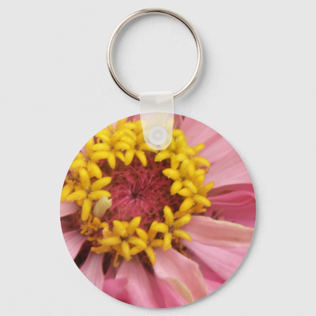 Llavero Bonito Rosa Zinnia Keychain (Anverso)